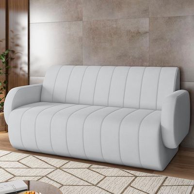 Sofá 3 Lugares Sala Living Orgânico 188cm Fávara K01 Veludo Cinza - Lyam Decor