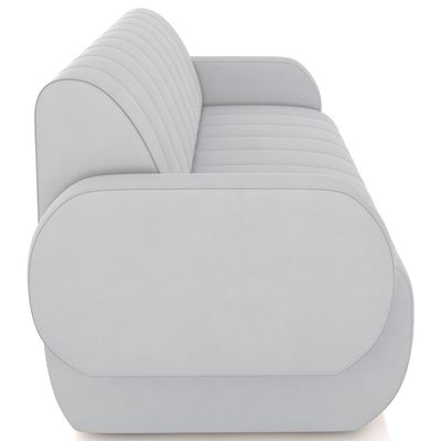 Sofá 3 Lugares Sala Living Orgânico 188cm Fávara K01 Veludo Cinza - Lyam Decor