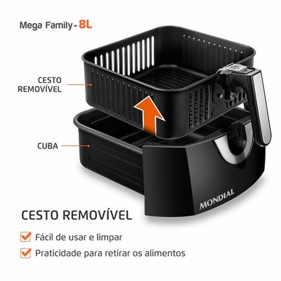 Fritadeira Sem Óleo Air Fryer 8 Litros AFN-80-BI Mondial Preto / 220V