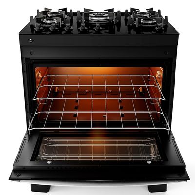 Fogão 5 Bocas Preto com Mesa de Vidro Atlas Agile Up Bivolt Preto / Bivolt
