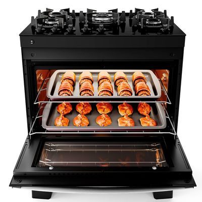 Fogão 5 Bocas Preto com Mesa de Vidro Atlas Agile Up Bivolt Preto / Bivolt