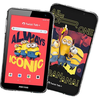 Tablet T780MF Twist Tab Minions com Capa 7 Polegadas 64GB Quad-Core Positivo Preto