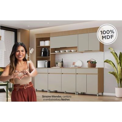 Armário Aéreo Cozinha Nesher Realeza 1 Porta 120cm Carvalho/titânio