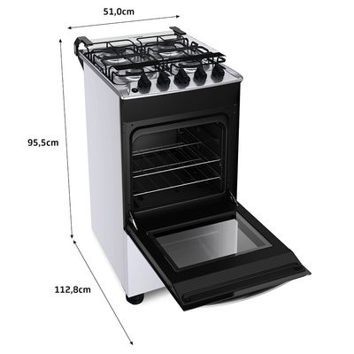Fogão de Piso 4 Bocas Brastemp Acendimento Automático BFO4NBB Branco / Bivolt