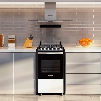 Fogão de Piso 4 Bocas Brastemp Acendimento Automático BFO4NBB Branco / Bivolt