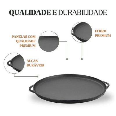 Forma De Pizza Em Ferro Fundido 35 Cm Panela Mineira
