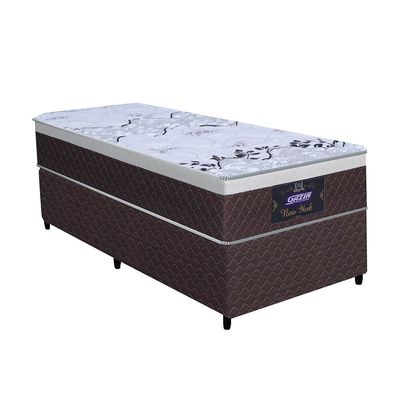 Conjunto New York Cama Box Solteiro e Colchão em Molas Ensacadas Gazin Marrom