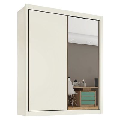 Guarda-Roupa Zurique MDF 2 Portas de Correr 4 Gavetas Europa Off White
