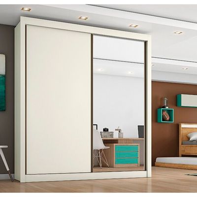 Guarda-Roupa Zurique MDF 2 Portas de Correr 4 Gavetas Europa Off White