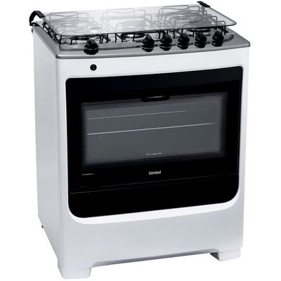 Fogão a Gás de Piso 5 Bocas Consul Mesa em Aço Inox CFS5NAB Branco / Bivolt