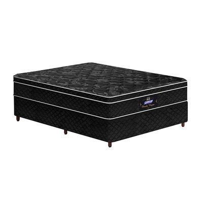 Conjunto Cama Box Casal de Molas Gazin Pérola Negra 138x188 Preto