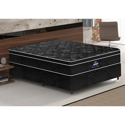 Conjunto Cama Box Casal de Molas Gazin Pérola Negra 138x188 Preto