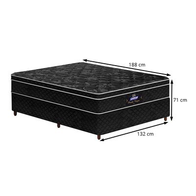 Conjunto Cama Box Casal de Molas Gazin Pérola Negra 138x188 Preto