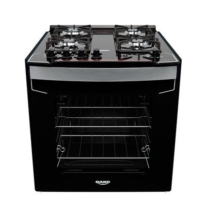 Fogão a Gás de Embutir Dako Diplomata 4 Bocas com Mesa de Vidro Preto / Bivolt