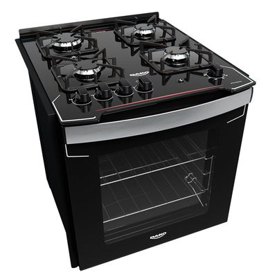 Fogão a Gás de Embutir Dako Diplomata 4 Bocas com Mesa de Vidro Preto / Bivolt