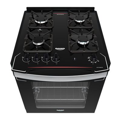 Fogão a Gás de Embutir Dako Diplomata 4 Bocas com Mesa de Vidro Preto / Bivolt