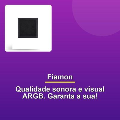 Arandela Fiamon Coaxial 50rms 6" Quadrada Preta