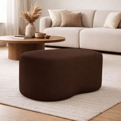 Puff Feijão Orgânico Curvo Redondo Confortável Sala Moderno Suede Marrom