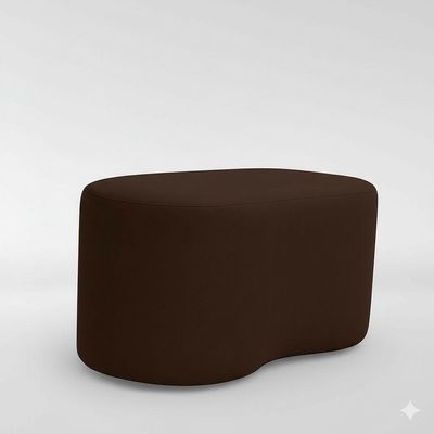 Puff Feijão Orgânico Curvo Redondo Confortável Sala Moderno Suede Marrom