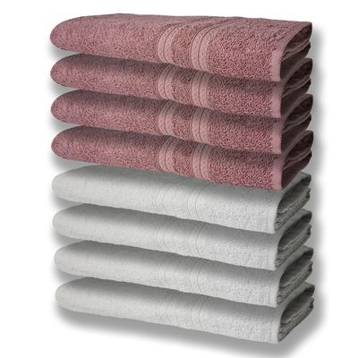 8 Toalhas Grande Super Felpudas e Grossa 80x150 4 Branco 4 Rosê