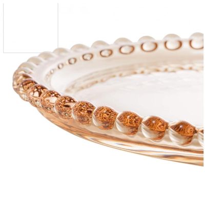 Prato de Cristal Pearl Bolinha Coração Ambar 20 cm - Wolff