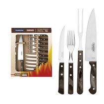 Kit para Churrasco Tramontina em Aço Inox com Cabo Castanho Polywood 14 Peças