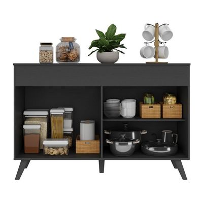 Balcão Cozinha Gabinete Pia 120 Cm 2 Portas Veneza Multimóveis Mp3738 Preto/preto