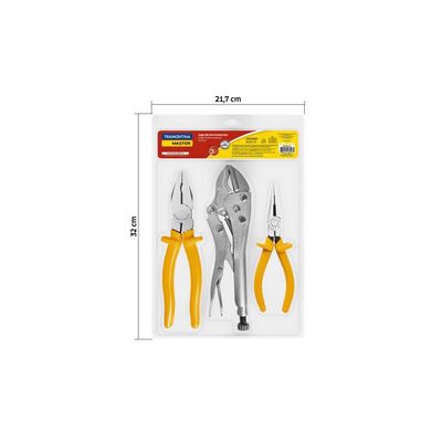 Kit de Ferramentas Tramontina com Alicate de Pressão 10 polegada Alicate Universal 8" e Alicate Bico Meia Cana 6"