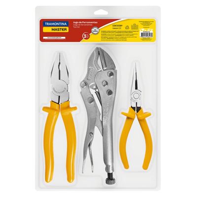 Kit de Ferramentas Tramontina com Alicate de Pressão 10 polegada Alicate Universal 8" e Alicate Bico Meia Cana 6"