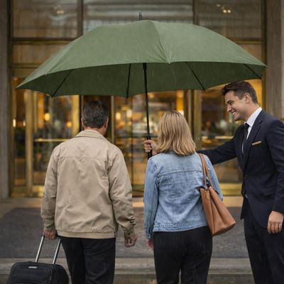Guarda Chuva Grande Automático Maxi Fazzoletti para Portaria Recepção Hóteis Restaurantes Verde Luxo