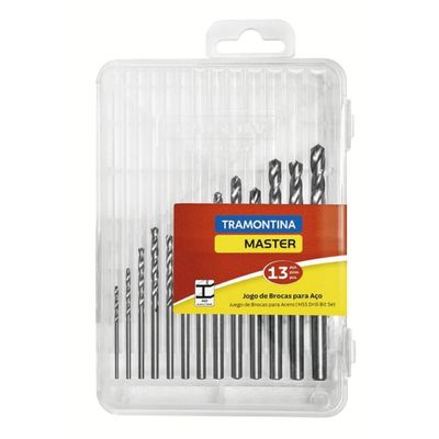 Jogo 13 Brocas HSS para Aço Tramontina Master Din 338 Furar Mecânica Oficina Manutenção