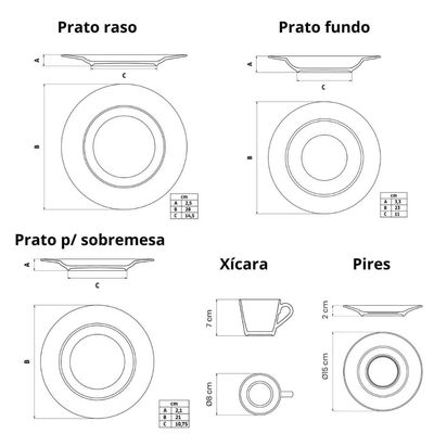 Aparelho de Jantar em Porcelana Decorada 20 Peças Tramontina Arbo Mesa Posta 4 Pessoas