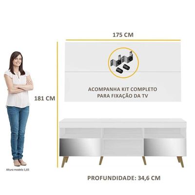 Rack C/ Espelho E Painel Suporte Para Tv Até 65´ Fg3142