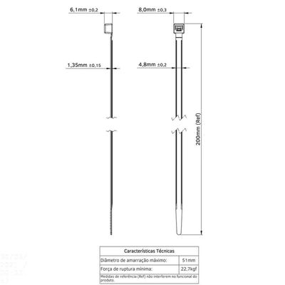 Abraçadeira De Nylon 200x4,8x1,5 Mm Tramontina Preta Tramontina