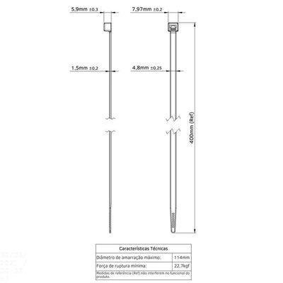 Abraçadeira De Nylon 400x4,8x1,5 Mm Tramontina Branca Tramontina