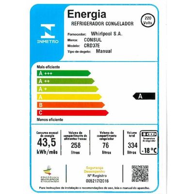 Geladeira Consul Cycle Defrost Duplex 334l Com Freezer Supercapacidade Crd37eb Branca 220v