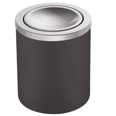Lixeira Preta 5L com Tampa Basculante em Aço Inox Tramontina Escritório Banheiro Cozinha