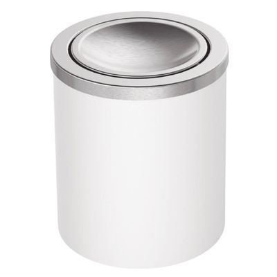 Lixeira Branca 5L com Tampa Basculante em Aço Inox Tramontina Lavabo Cozinha Escritório