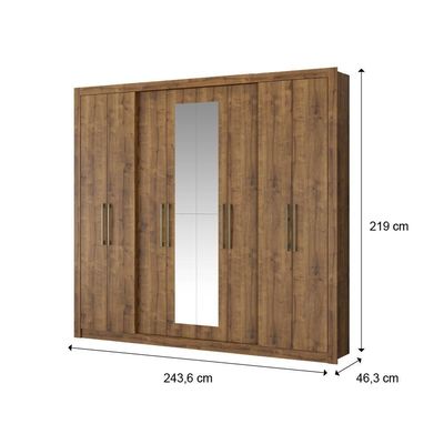 Guarda Roupa Casal 8 Portas 4 Gavetas Espelho 1096 Carraro - Native