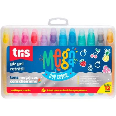 Giz Em Gel Retrátil  Gel Color Cores Metálicas Com 12 Cores Tris