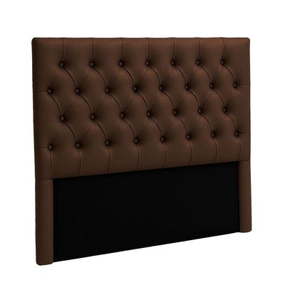 Cabeceira Estofada Queen Luna Nature Material Sintético Marrom 158x136