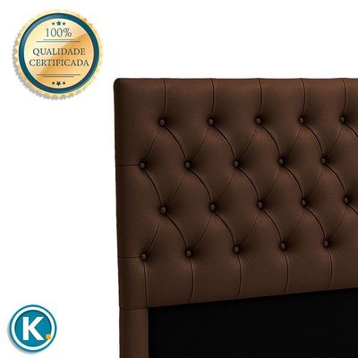 Cabeceira Estofada Queen Luna Nature Material Sintético Marrom 158x136