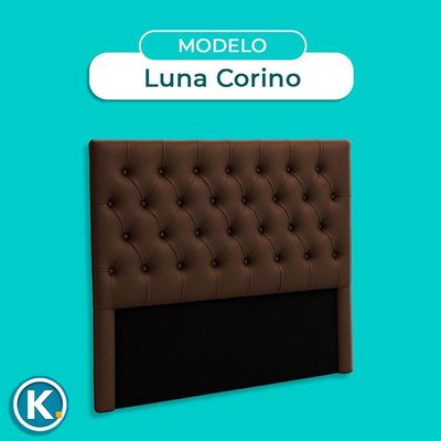 Cabeceira Estofada Queen Luna Nature Material Sintético Marrom 158x136