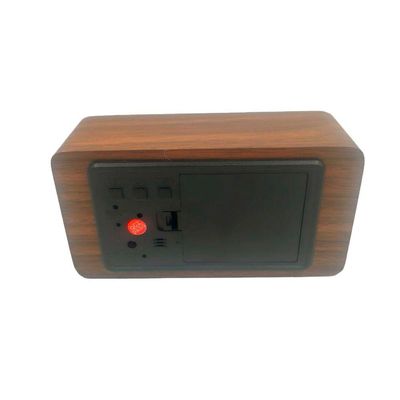 Relogio De Mesa Digital Tipo Madeira Com Despertador Marrom