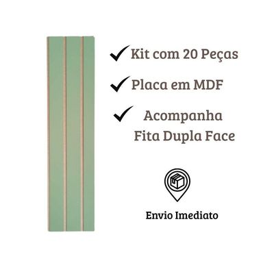 Painel Ripado Parede Versátil Kit 20 Placas Mdf 45 X 11 Cm Verde