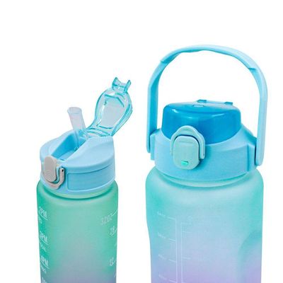 Garrafa Galão De Agua 2l E 900ml Degrade Com Figurinhas Adesivos 3d Verde