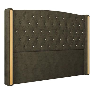 Cabeceira Estofada Solteiro 90 Cm Zirconio Veludo Marrom