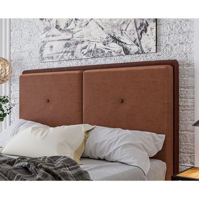 Cabeceira Estofada King 195 Cm Coral Veludo Terracota