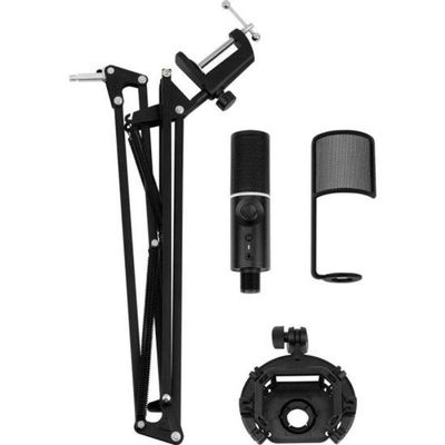 Microfone Gamer Rgb Mic Arm C- Braço Flexível Preto Streamplify