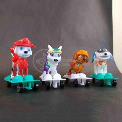 Kit 4 Bonecos Patrulha Canina Com Skate 8Cm